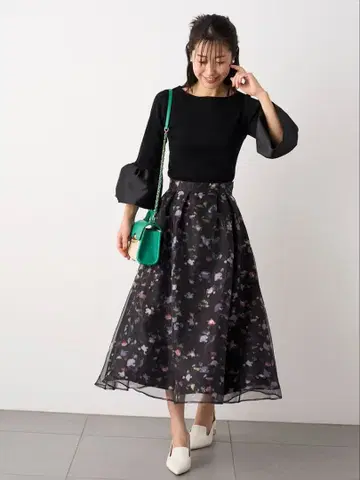 새상품 택 CELFORD 레이어드 플라워 프린트 스커트 튤립