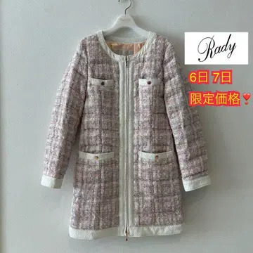 [ 6.7 한정 가격 ] Rady 팬시 트위드 다운 코트 멀티 컬러 F