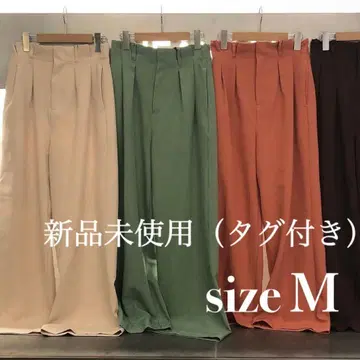 [ 미사용 새상품 ] 린넨라이크 하이웨스트 턱 팬츠 그린 와이드 팬츠