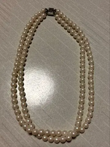 화이트 펄 이중 목걸이