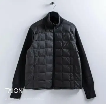 TAION 타이온 하이넥 W지퍼 니트 슬리브 다운 자켓