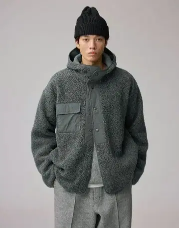 GU ENGINEERED GARMENTS 보아 플리스 스냅 후드티