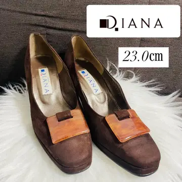 DIANA 다이애나 스웨이드 스퀘어토 펌프스 펌프스 23cm 브라운