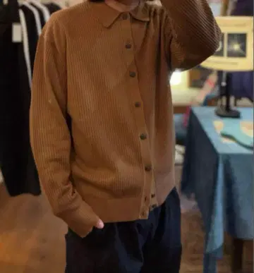 Crepuscule 크렙스큐어 니트 리브 편직 셔츠 가디건