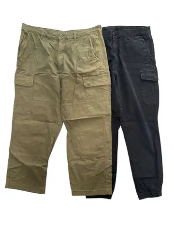 카고 팬츠 2종 세트 올리브 블랙