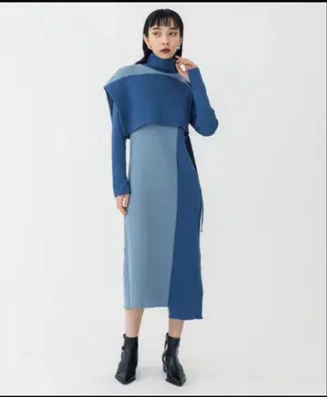 뷔스티에 콤비 니트 원피스 UNITED TOKYO