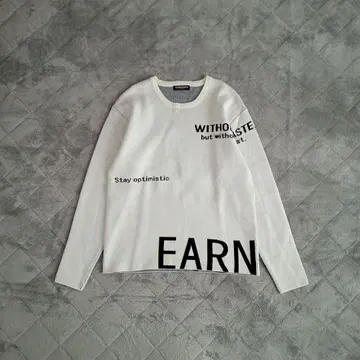 하이 다 웨이 니콜 로고 자카드 니트 화이트 L