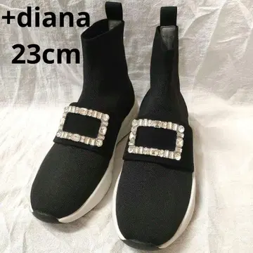 [ 새상품급 ] 플러스 다이애나 비쥬 버클 니트 스니커즈 23cm 블랙