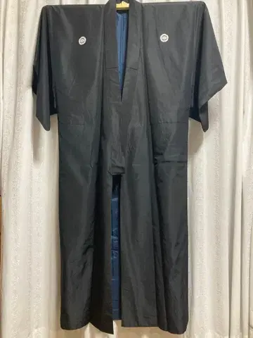 기모노 남성 블랙 문장 기모노 노가쿠