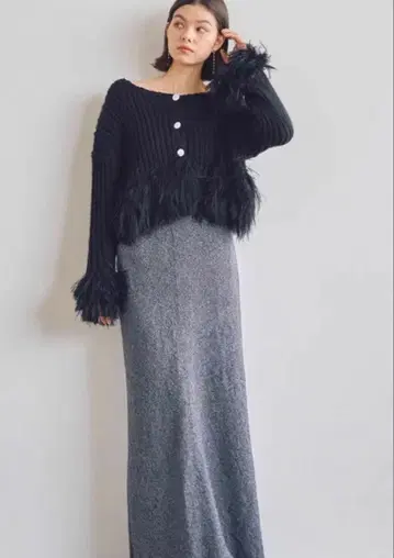 코코딜 네프 트위드 바이어스 머메이드 스커트 M