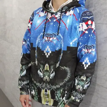 MARCELLO BURLON 올 패턴 로고 프린트 풀오버 후드티