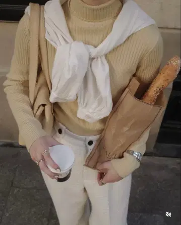 Eaphi random rib 터틀넥 니트 베이지