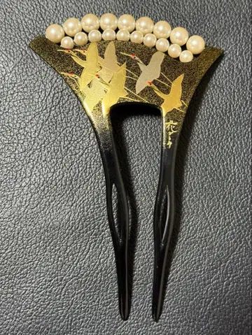 비녀 헤어콤 바치형 비녀 금채 학 단초 머리 장식 기모노 일본 의류 잡화