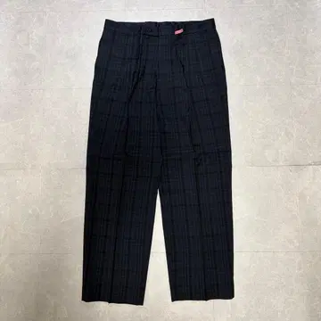 빈티지 네이비 체크 무늬 슬랙스 그런지 아메카지