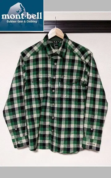 [ mont-bell ] 플란넬 셔츠/긴팔/체크/베이직/울/로고/새상품급