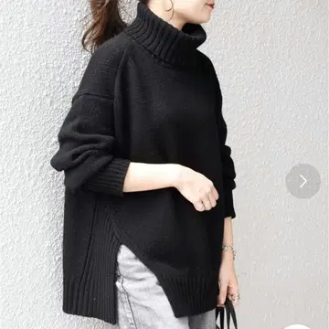 [ SHIPS ] 쉽스 사이드 슬릿 터틀 풀오버 울 블랙