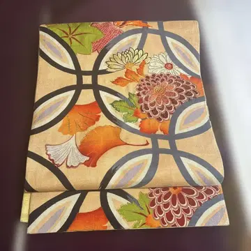 일본 자수가 훌륭한 앤티크 교토 후쿠로 오비 재단