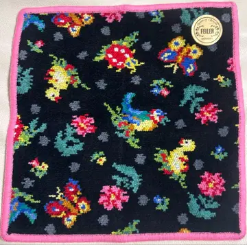 [ 한정품 ] 하이 지 도트 FEILER 손수건 블랙/핑크