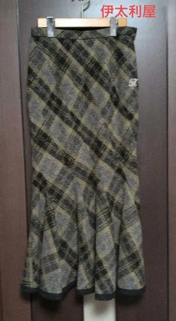 이태리 체크 무늬 머메이드 스커트