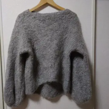 BABYLONE 샤기 모헤어 풀오버 스웨터 그레이