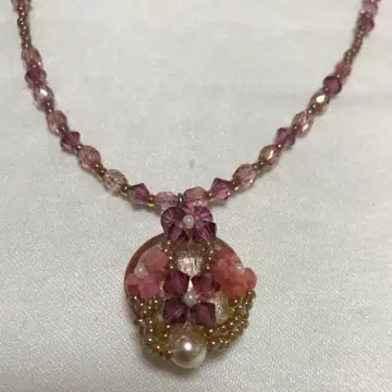 베네치아 유리 목걸이 핑크