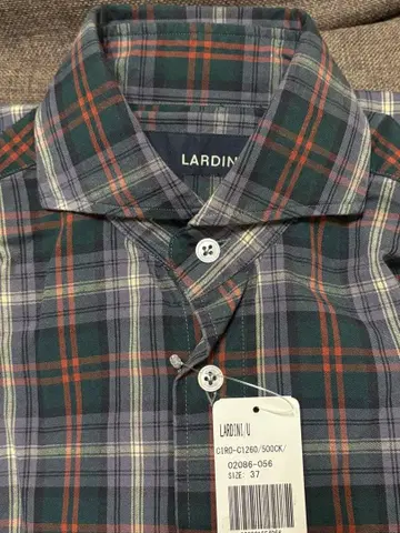 LARDINI 긴팔 셔츠 체크 사이즈 37 이탈리아제 라르디니