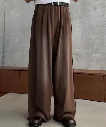 2턱 블리치 와이드 팬츠