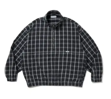 Heavy Flannel Check Half Zip Pullover M