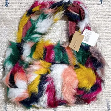 LIPSTAR 컬러풀 퍼 핸드백