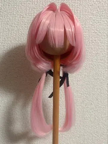 핑크 숏 헤어 가발 트윈 테일 8-9인치