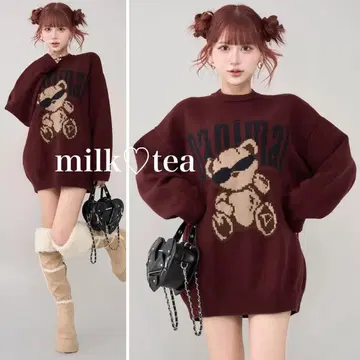 택 포함 새상품 다리치 Danimal 베어 니트 풀오버 보르도 프리