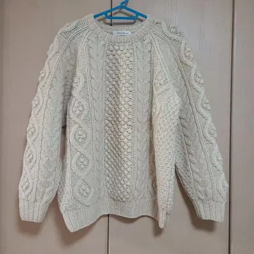 80s 90s 피셔맨 니트 케이블 니트 구제 의류 아이보리 빈티지