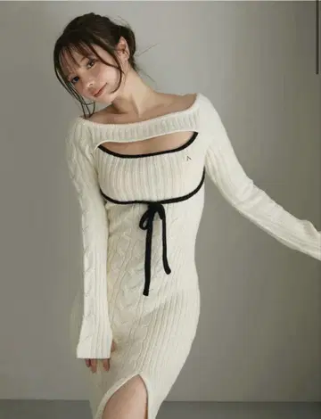 앤 마리 인기 완판 니트 원피스 화이트