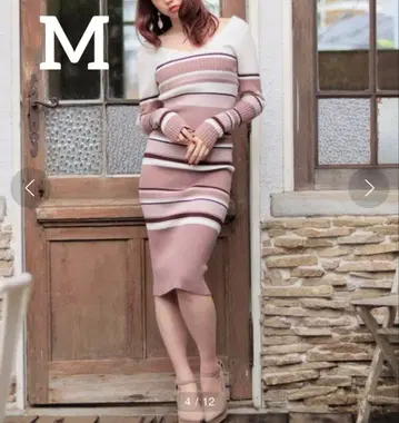 [ 새상품 ] 립 서비스 백 벨트 리브 니트 원피스 M 핑크