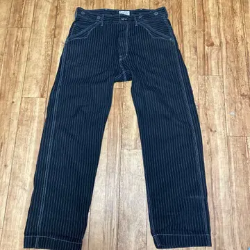 Schott 히코리 데님 스트라이프 워크 팬츠 더블 버튼