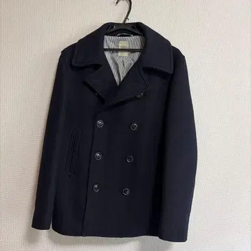네이비 더블 브레스트 피 코트 M 사이즈