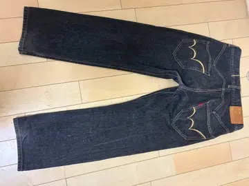 스트레이트 데님 다크 블루 레드 택