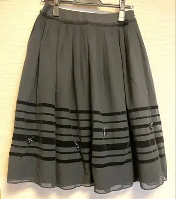 [ 새상품급 ] TO BE CHIC 블랙 쉬폰 스커트 리본 디자인 38