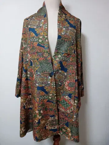 순수 실크 코몬 항아리 등 패턴 기모노 리메이크 자켓/코트