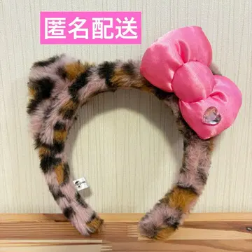 USJ 헬로키티 머리띠 레오파드 무늬 핑크