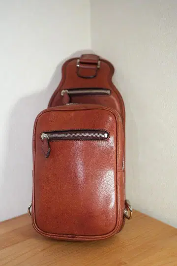 [ 제조 중지 ] 바디 백 만소 원숄더백 쌍유화지 카멜