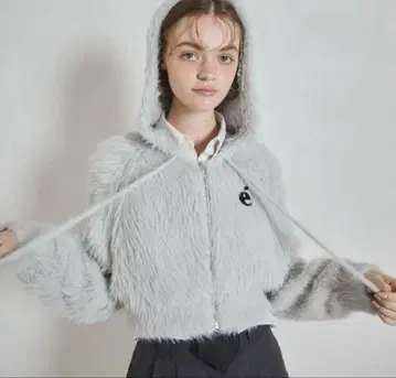 epine shaggy knit hoodie gray