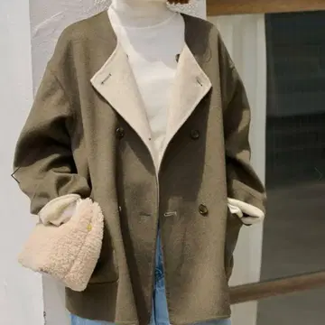 리버서블 노카라 숏코트