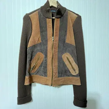 스웨이드 리브 니트 자켓