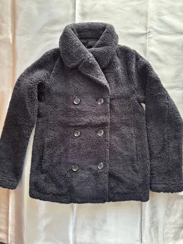 UNIQLO 블랙 보아 더블 브레스트 자켓 P 코트