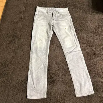 구제 의류 WASH 옅은 그레이 슬림 핏 데님