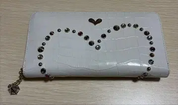 Think Bee! 밀라노 라운드 지갑 (화이트) 하트 스와로브스키