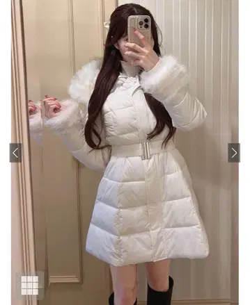 벨트 포함 퍼 A라인 다운 코트 [kd79]