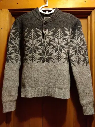 빈티지 L.L.Bean 스웨터 눈꽃 무늬 헨리넥