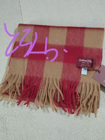 Joshua Ellis 캐시미어 스톨 체크 무늬 빨간색 베이지 새상품